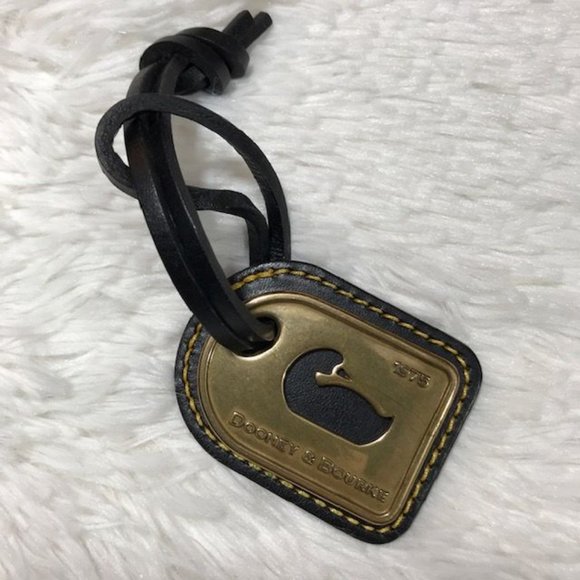 Dooney & Bourke 1975 Brushed Gold Metal & Genuine Leather Handbag 2pc Fob - Picture 3 of 6